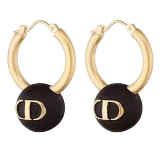 Christian Dior Black Dangle CD Signature Earring (CDXX011) - Picture 1 of 4